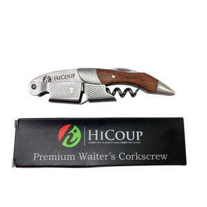 HiCoup Premium Waiters Corkscrew With Stainless Steel & Wood Handle